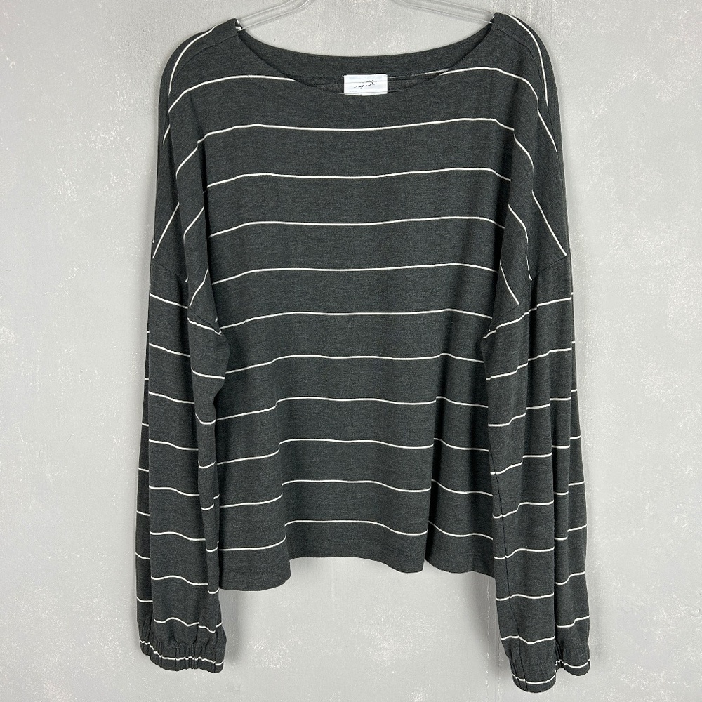 Soma Weekend pullover sweater size XXL boat neck gray striped soft fabric